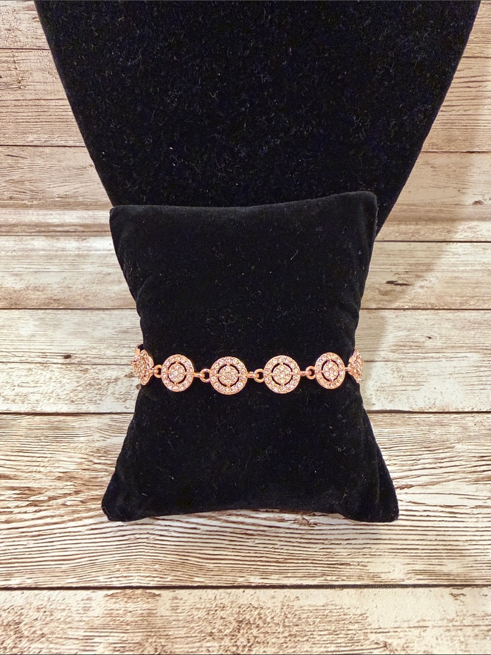 Givenchy Rose Gold Crystal Circle Link Bracelet NEW